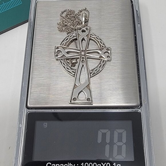 Vintage Sterling Silver Celtic Cross Necklace - Picture 9 of 9